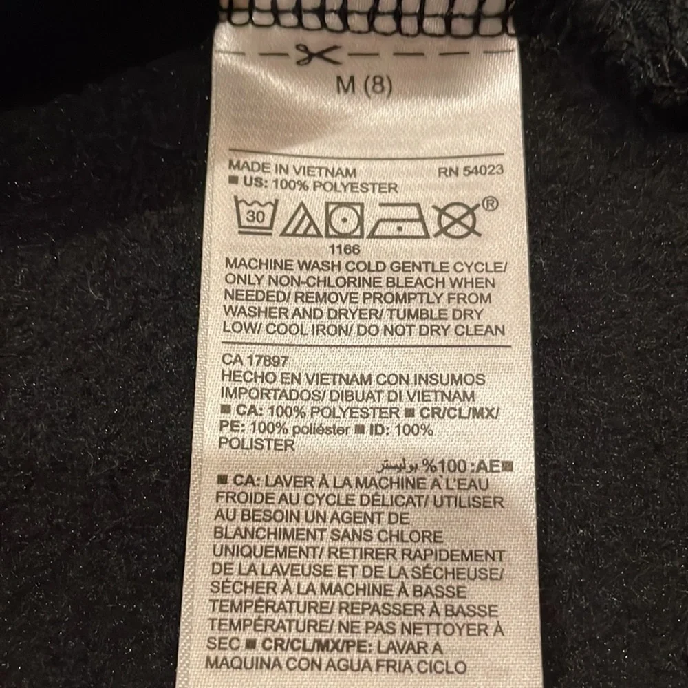 Old navy, black fleece and nylon full zip mock neck jacket, boys size 8